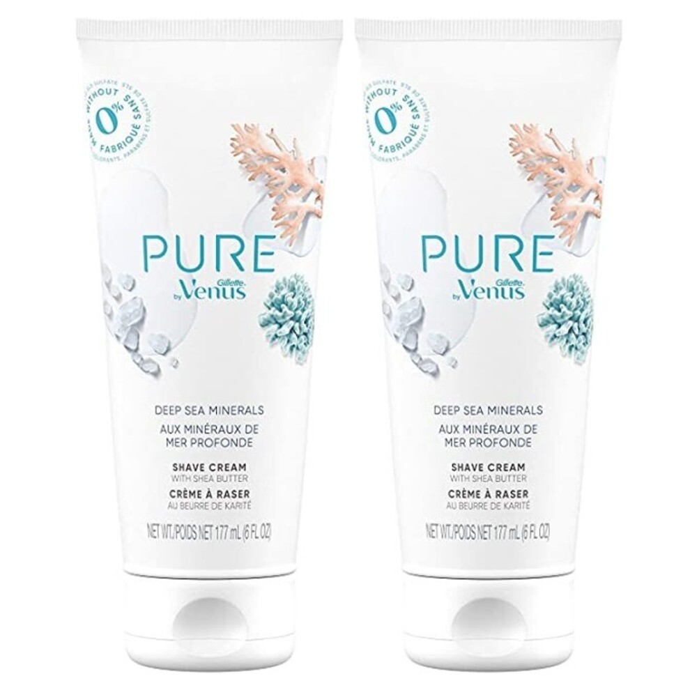 2 Count Pure By Venus 6 Oz Deep Sea Minerals Shave Cream With Shea Butter